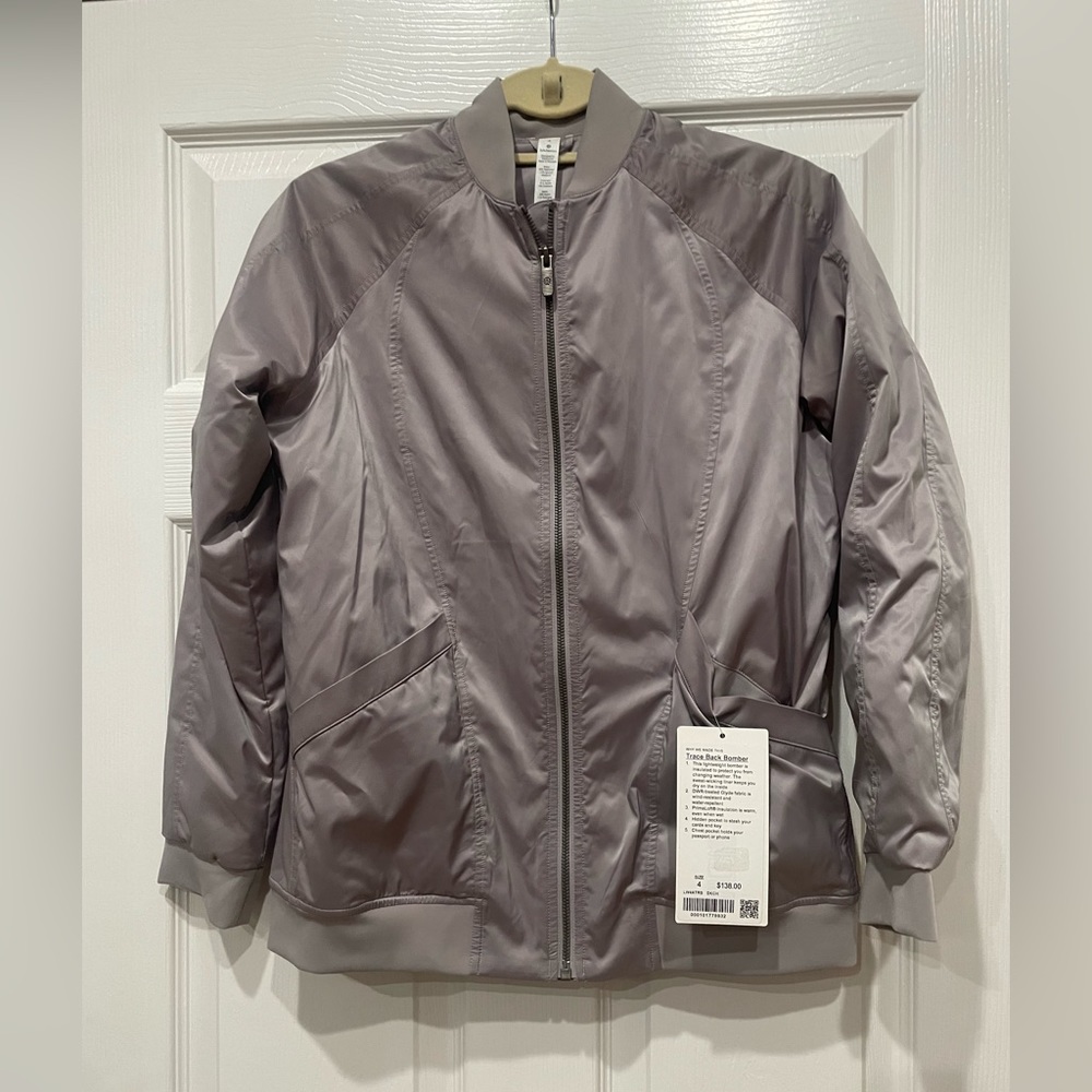 NWT Lululemon bomber in Gray/grey. NEW size 4